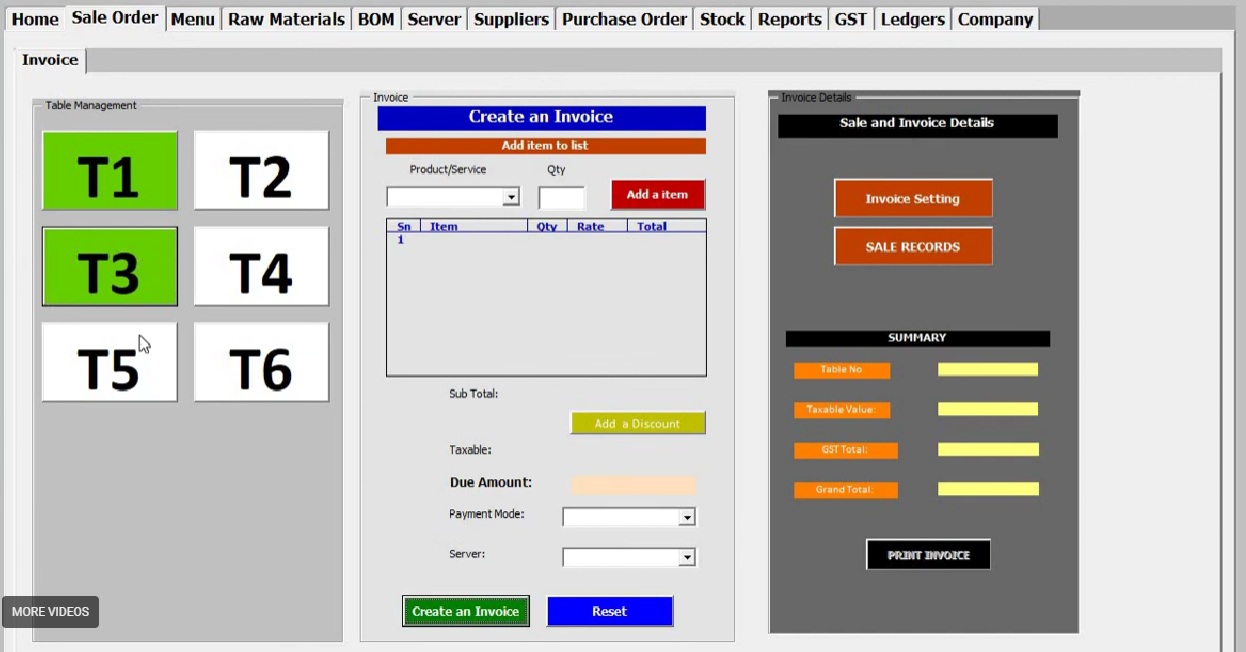 The reporting module of the restaurant software, showing detailed sales reports, inventory consumption, and profit analysis.