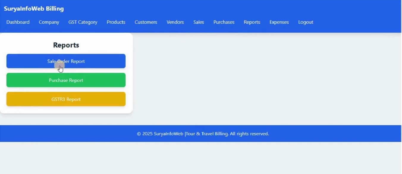 The reports module of the travel agency software, showing booking trends and financial summaries.